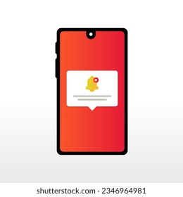 ring bell notification pop up message on screen phone for new email coming vector illustration