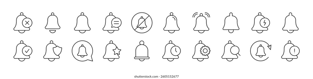 Ring, Bell Related Image Collection. Editable Stroke. Perfect for Infographics, Articles, Books, Flyers, Banners