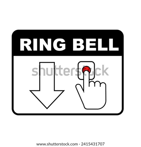 ring bell sign with black and white theme printable with touch hand illustration