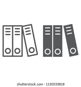 Ring binder line and glyph icon, office and work, file folder sign, vector graphics, a linear pattern on a white background, eps 10.