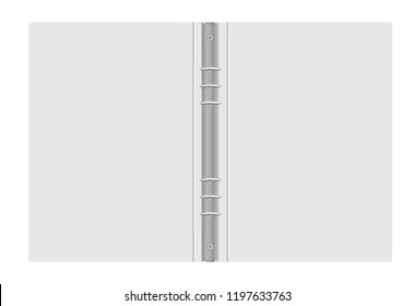 Ring binder, vector mockup. Open gray folder with metal rings isolated on white background, template