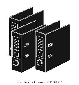 Ring binders icon in black style isolated on white background. Library and bookstore symbol stock vector illustration.