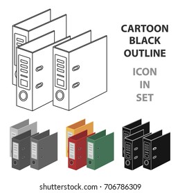 Ring binders icon in cartoon style isolated on white background. Library and bookstore symbol stock vector illustration.
