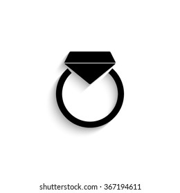ring - black vector icon  with shadow