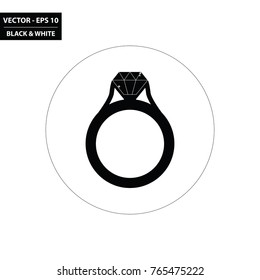 Ring black and white flat icon. Vector Illustration.
