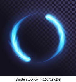 Ring of blue flame, fiery, round frame of blue fire