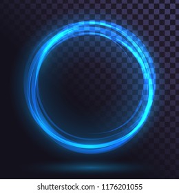 Ring Of Blue Flame, Fiery, Round Frame Of Fire, Glowing Neon Circle