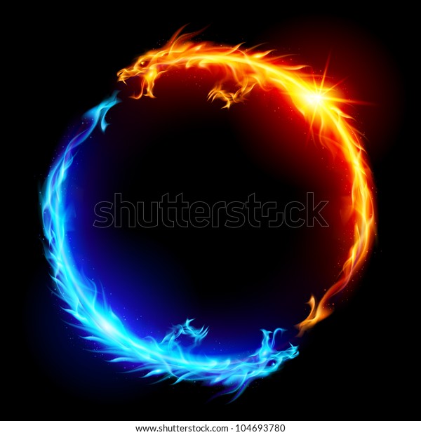 Cercle De Dragons A Feu Bleu Image Vectorielle De Stock Libre De Droits
