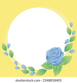 ring of blue rose frame, vector illustration