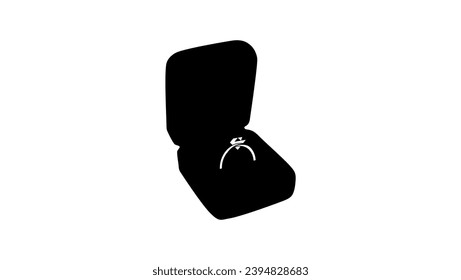 ring in box, black isolated silhouette