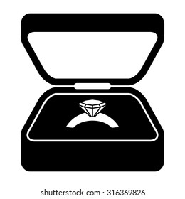 Ring in a box - black vector icon