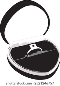 Anillo en una caja para boda en blanco y negro o evento de compromiso