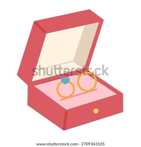Ring box in cute hand-drawn style for romantic celebration. Perfect for wedding graphics, proposal themes, Valentine cards, and love stationery.