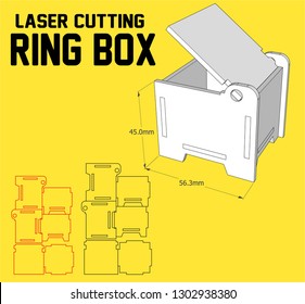 The ring box is designed and tested for laser cutting. The box is assembled without glue.
Material thickness: 3 mm.