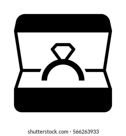 Caja del anillo con el ícono plano del Vector del anillo de compromiso o de boda para los App y los Sitios web de la joyería