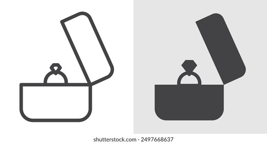 Ring box icon Black line art vector logo set