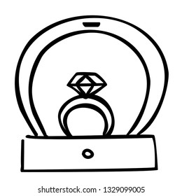 Ring in box icon in cartoon style isolated on white background. Jewelry and accessories symbol stock vector illustration