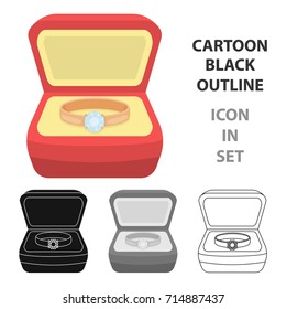 Ring in box icon in cartoon style isolated on white background. Jewelry and accessories symbol stock vector illustration.
