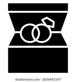 Ring box icon Flat outline fill black and white