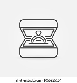 Ring in box line icon. Vector wedding ring in box concept minimal sign or design element