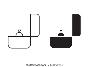 Ring box outline icon collection or set. Ring box Thin vector line art