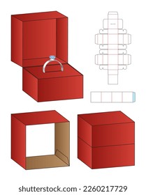 Diseño de la plantilla de corte en el embalaje de caja de anillo.