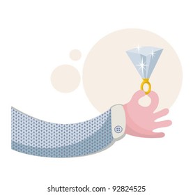 Ring with brilliant. Vector romantic illustration.