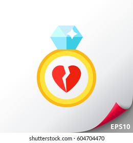 Ring with broken heart Icon