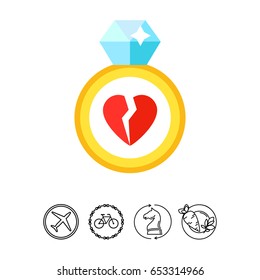Ring with broken heart Icon