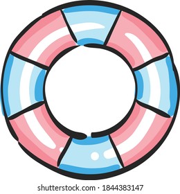 Ring buoy icon in color drawing. Safety equipment sea swimming water drowning