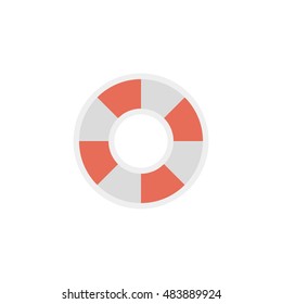 Ring buoy icon in flat color style. Water safety equipment