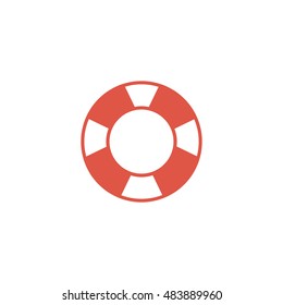 Ring buoy icon in flat color style. Water safety equipment