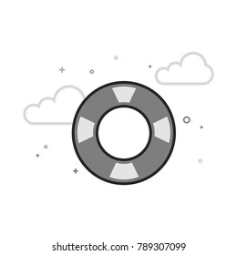 Ring buoy icon in flat outlined grayscale style. Vector illustration.