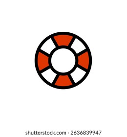 Ring buoy icon, sign and symbol icon. Minimalist vector filled icon. Hand drawn illustration, For icon interface, banner, layout, social media post, flyer and mobile apps.
