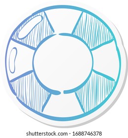 Ring buoy icon in sticker color style. Safety equipment sea swimming water drowning
