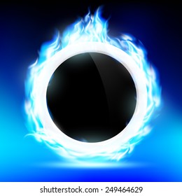 The ring burns blue flame