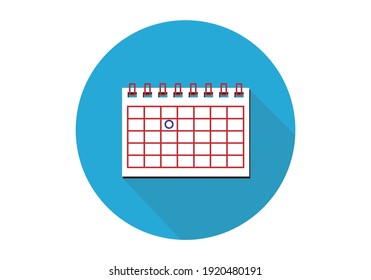 
Icono de calendario de anillo en círculo azul
