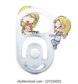 Ring of can with kids. Vector design.