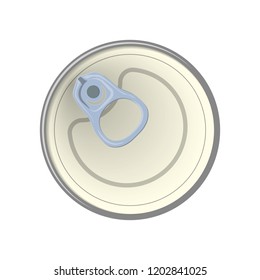 Ring of the can to open of food. Element aluminum cans. Vector illustration. The view from the top. Isolated background