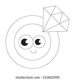 Ring cartoon. Outlined illustration with thin line black stroke