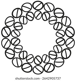 Ring chain icon. Overlapping loop symbol. Circular link vector. Abstract coil motif.