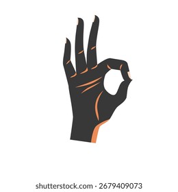 Ilustração de Ícone de Contorno de Silhueta de Vetor de Gesto de Mão de Círculo Toque OK