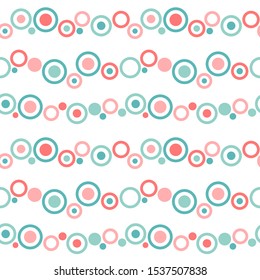 Ring and circle seamless pattern on white background. Great for wallpaper, background, wrapping paper, fabric, packaging, greeting cards, invitations