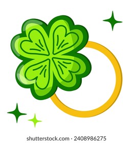 ring with clover leaf es un símbolo de suerte ilustración vectorial del Día de San Patricio