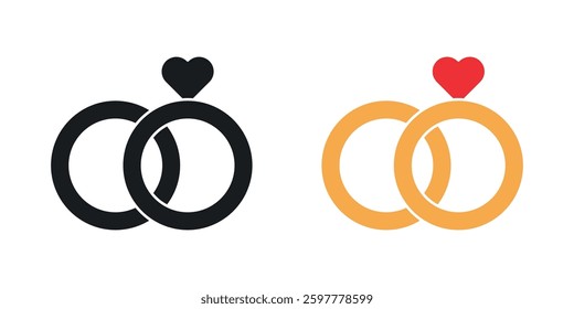 Ring colored icon set. Stock Vector