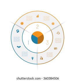 Ring from colored lines infographic, can be used for workflow layout, diagram, web design, three number options, steps, text areas