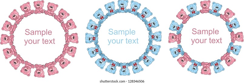 Ring of colorful teddies