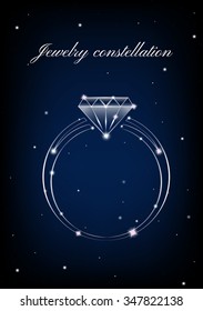 The ring of constellations in the starry sky with a blue tint