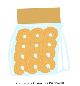 Ilustración plana de la bolsa de la galleta del anillo