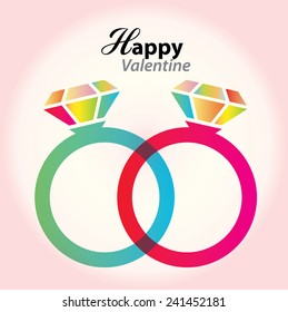 Ring Couple colorful background. Vector. Valentine's card.